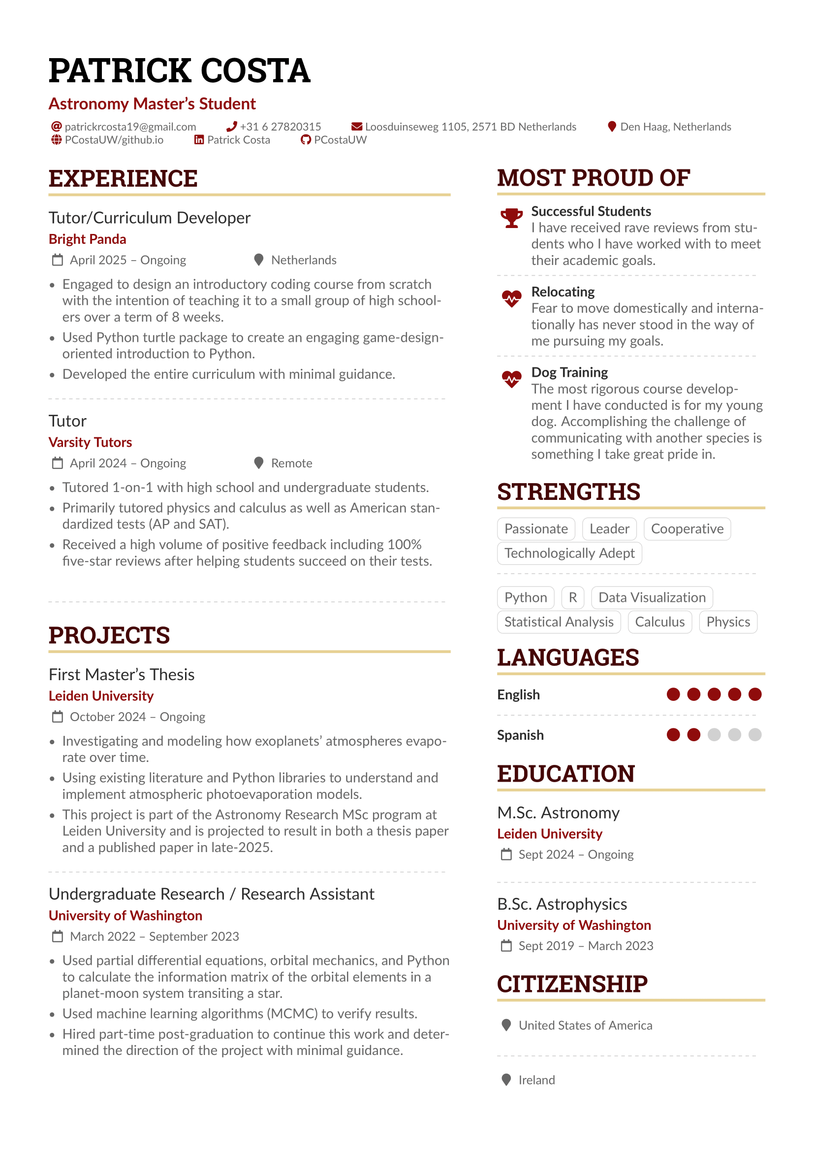 Resume Page 1
